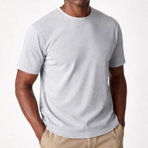 Billy Reid Rib Crew Tee Silver Gray Size L Boxy Fit 100% Cotton Made Peru EUC